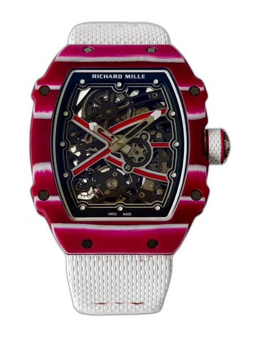 UMI Richard Mille RM 67-02 Mutaz Barshim Burgundy Red & White Quartz TPT Carbon White Strap Replica Watch