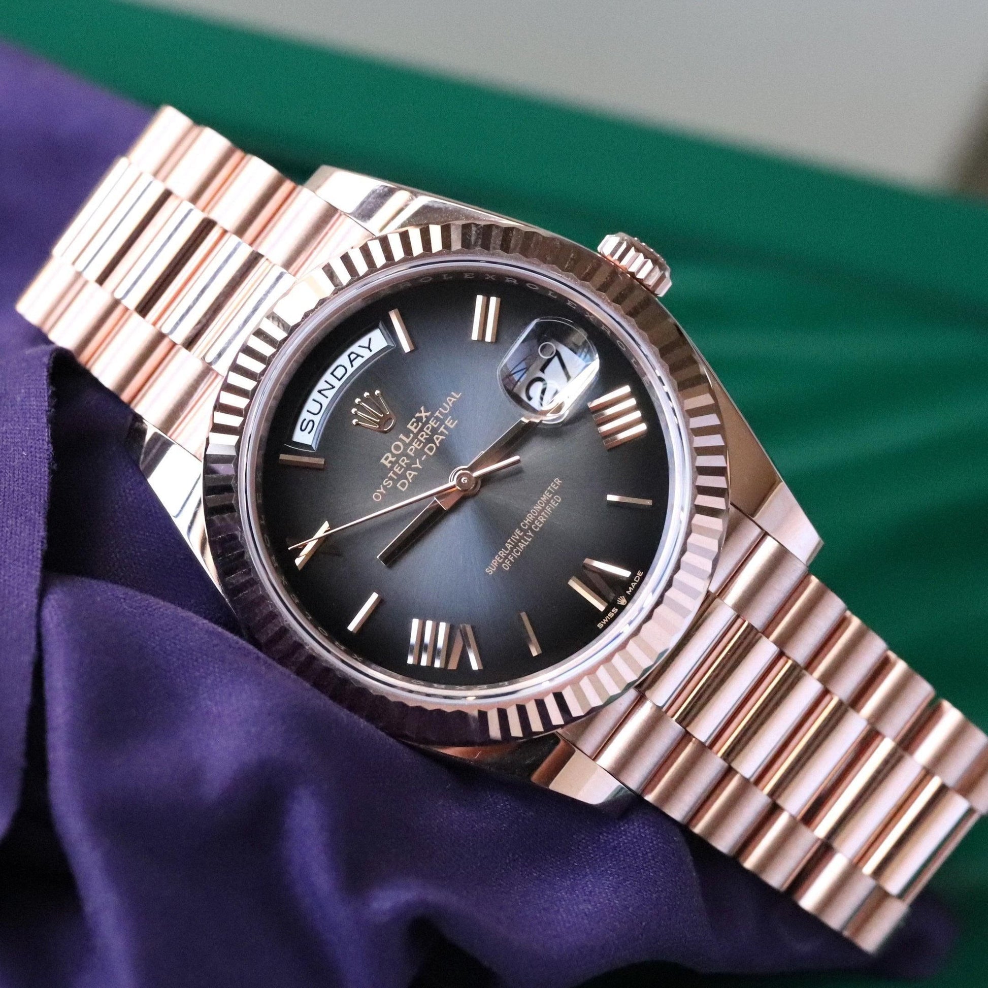 Rolex Day-Date Brown Dial 41 mm Metal Bracelet Men's Watch
