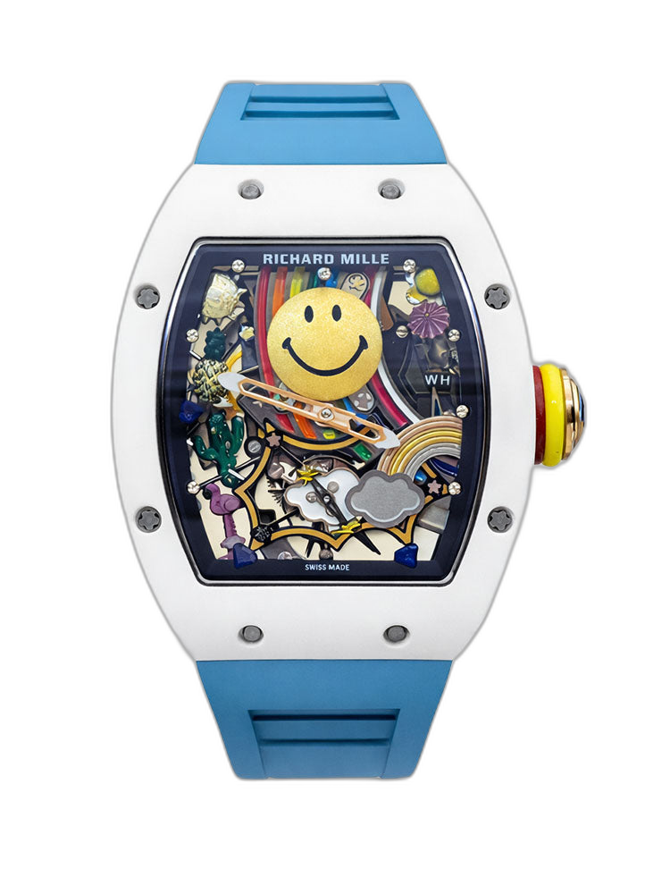 Richard Mille RM 88 Smiley Automatic Tourbillon Best Swiss Replica – 39mm White Ceramic Blue Strap