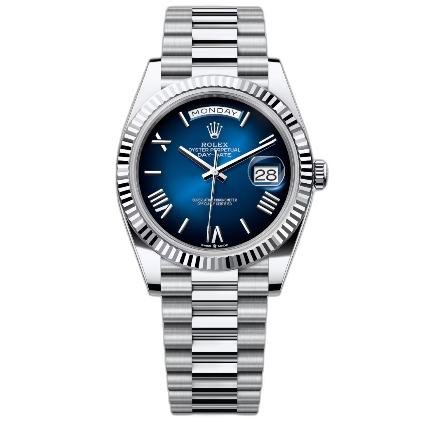 Rolex Day-Date Blue Dial 41 mm Metal Bracelet Men's Watch (Ref. 040)