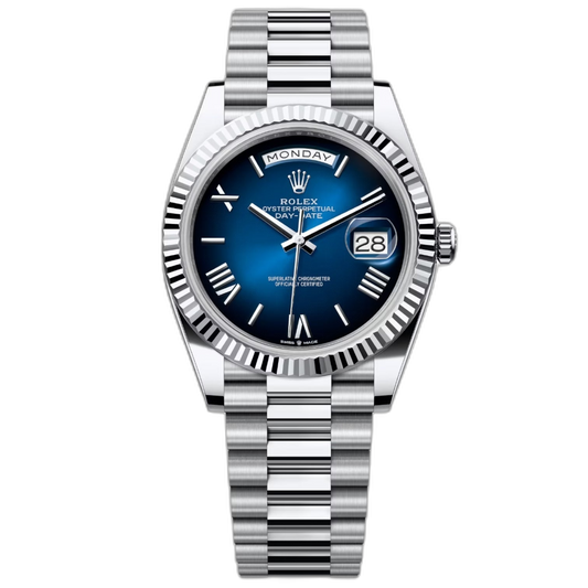 Rolex Day-Date Blue Dial 41 mm Metal Bracelet Men's Watch (Ref. 040)