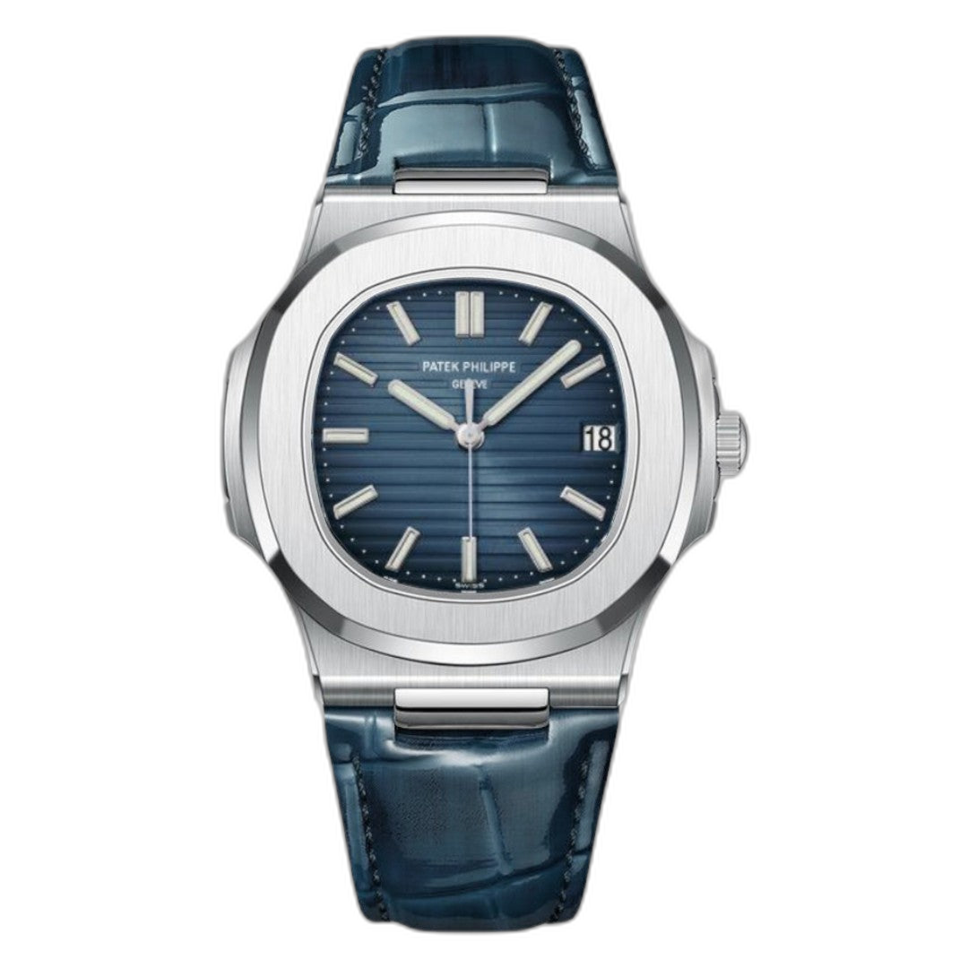 Patek Philippe Nautilus Blue Dial 41 mm Blue Strap Men's Watch