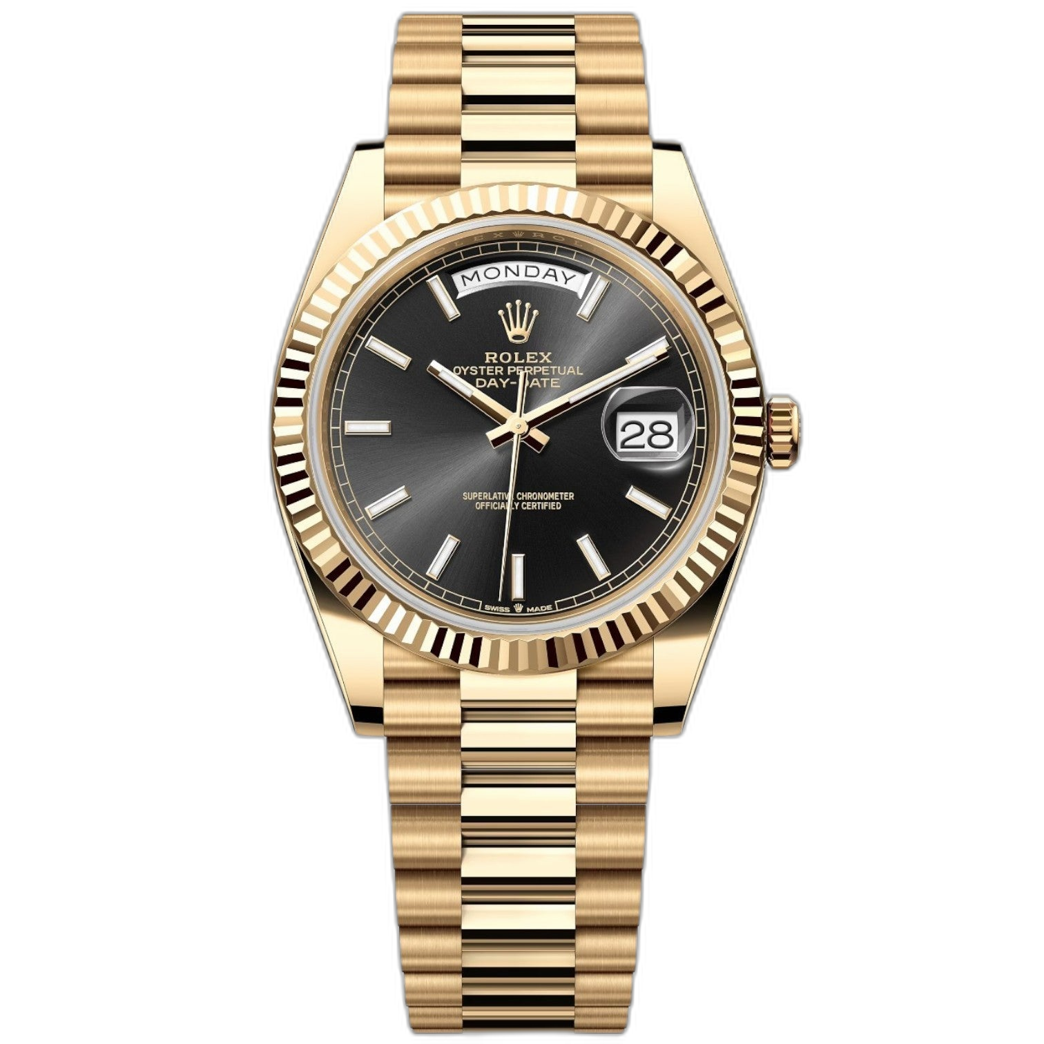Rolex Day-Date Black Dial 41 mm Metal Bracelet Men's Watch (Ref. 121)