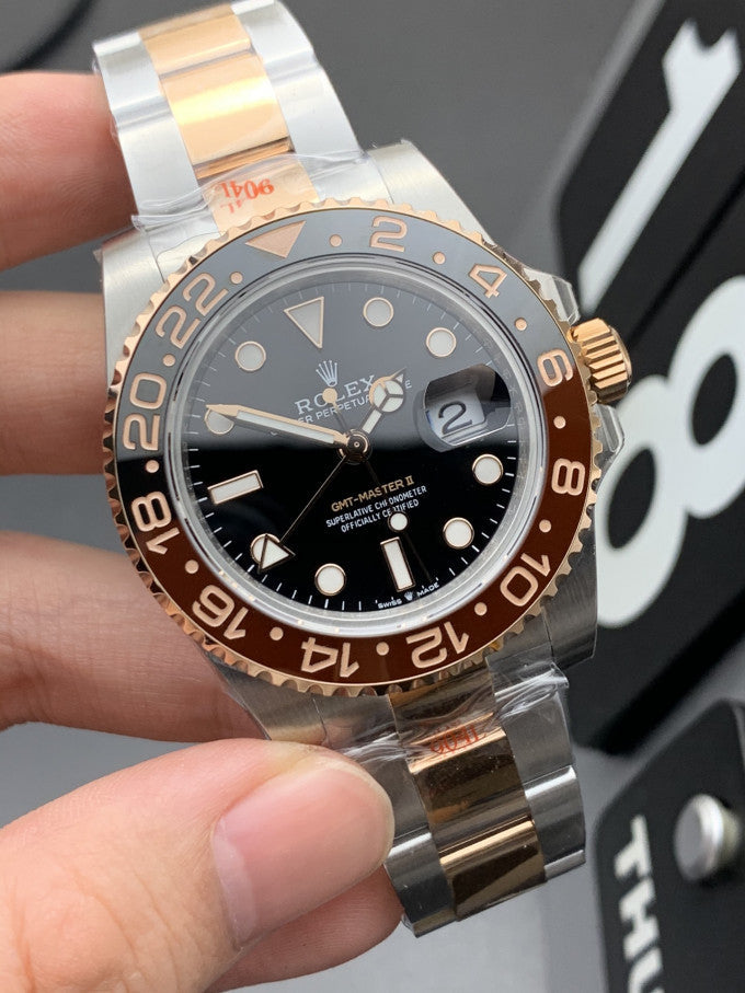 Rolex GMT-Master II Black Dial Metal Bracelet Men's Watch (Ref. 010)