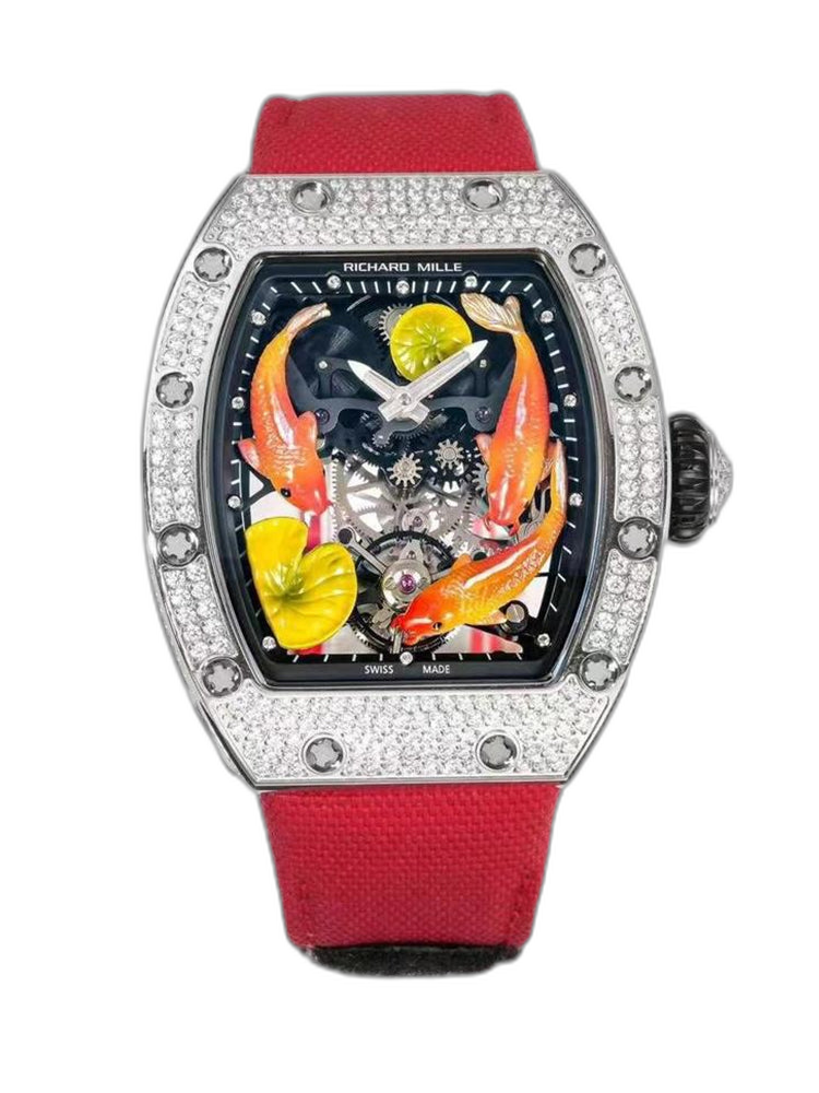 Richard Mille RM S10 Koi Tourbillon Replica – Swiss Movement, Diamond-Set Case, and AAA Quality for the Ultimate Luxury Experience