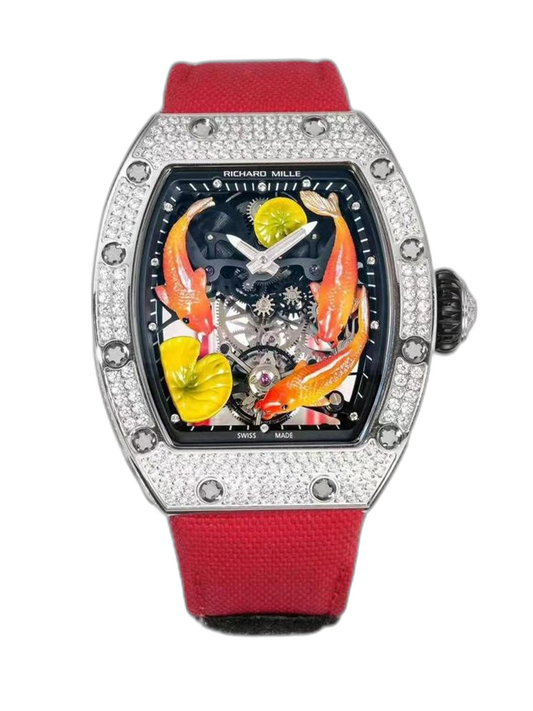 Richard Mille RM S10 Koi Tourbillon Replica – Swiss Movement, Diamond-Set Case, and AAA Quality for the Ultimate Luxury Experience