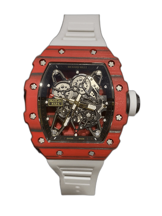 Swiss Richard Mille RM 35-01 Replica Rafael Nadal Red Case Watch – Carbon Fiber Case, Luxury Sport Design