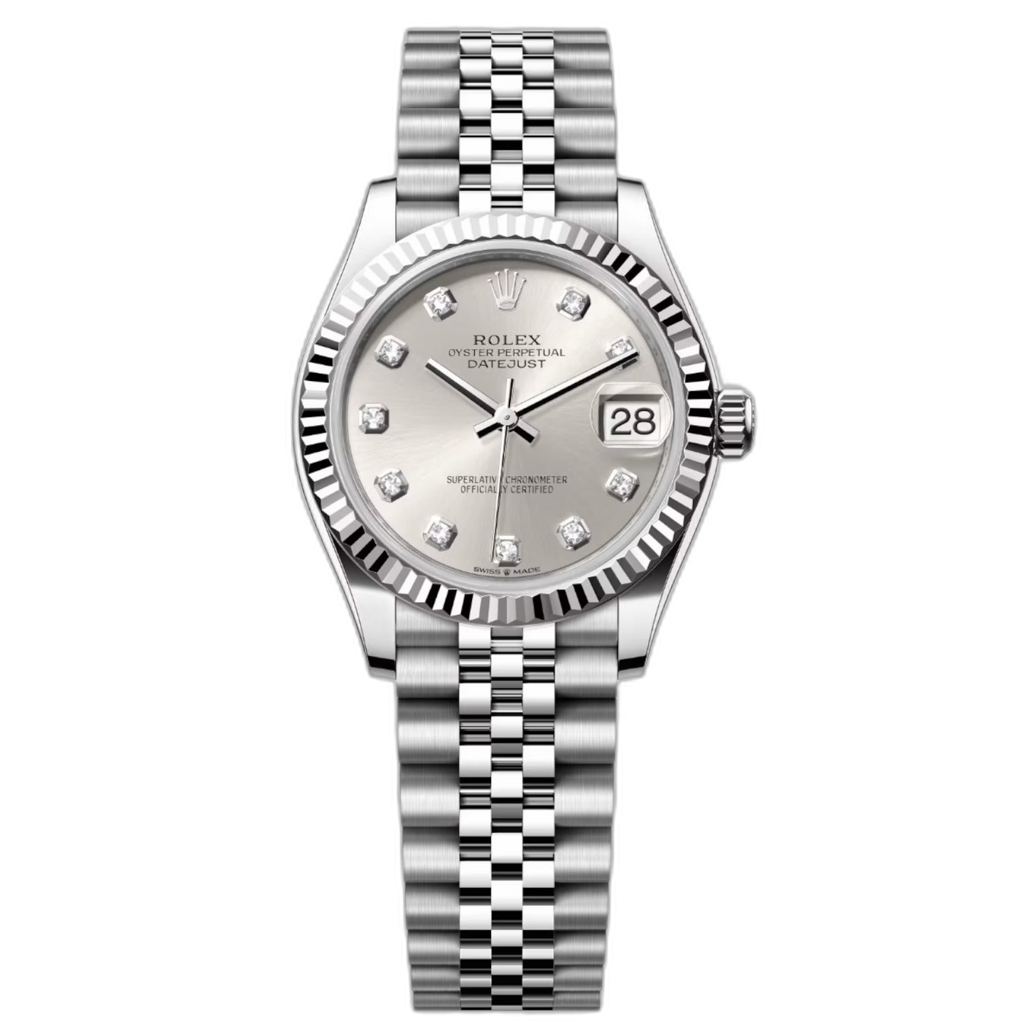 Rolex Datejust Mirror Original Silver Dial 31 mm Metal Bracelet Women's Watch (Ref. 126)