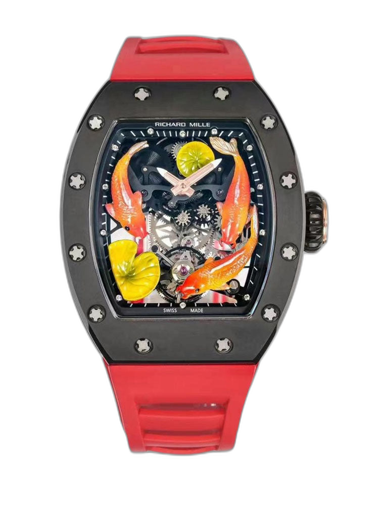 Replica Richard Mille RM S10 Koi Tourbillon Watch – Red Rubber Strap, AAA Quality