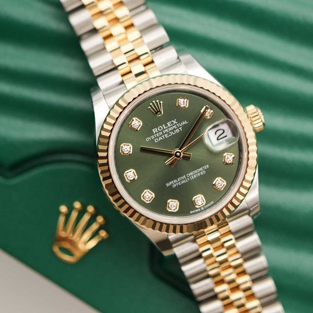 Rolex Datejust Mirror Original Green Dial 31 mm Metal Bracelet Women's Watch