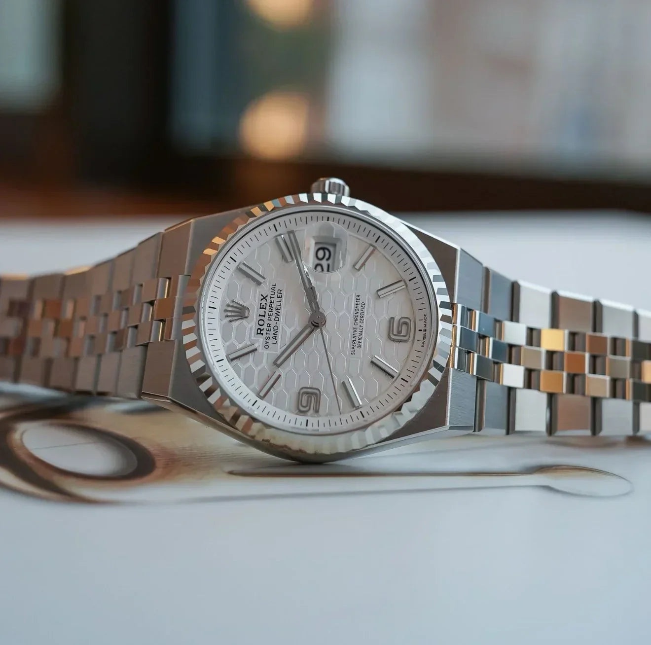 Rolex Land-Dweller White Dial 41 mm Metal Bracelet Men's Watch