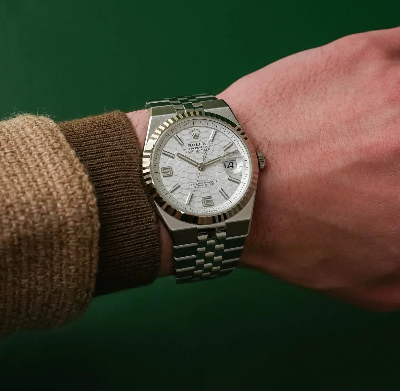 Rolex Land-Dweller White Dial 41 mm Metal Bracelet Men's Watch