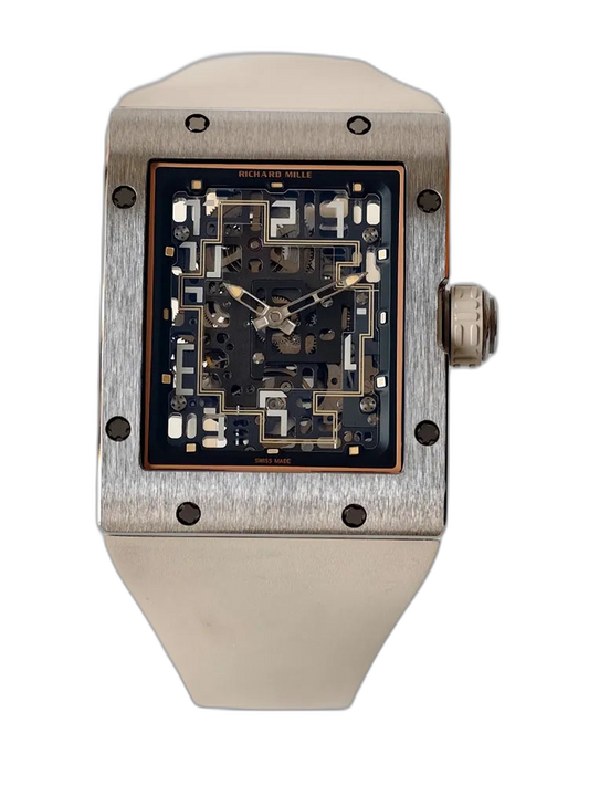 UMI RM 16-02 Extra Flat Brushed Titanium Beige Rubber Strap Replica Watch