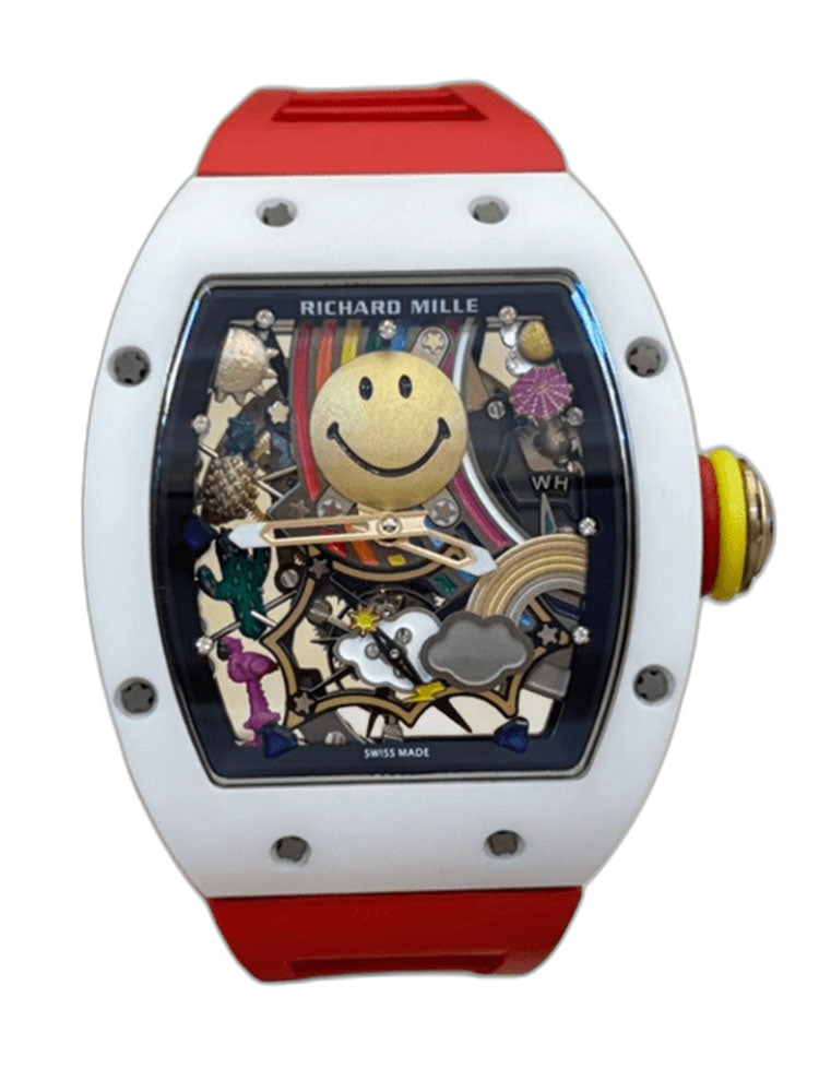 Richard Mille RM 88 Smiley Automatic Tourbillon Watch Replica, Red Rubber Strap