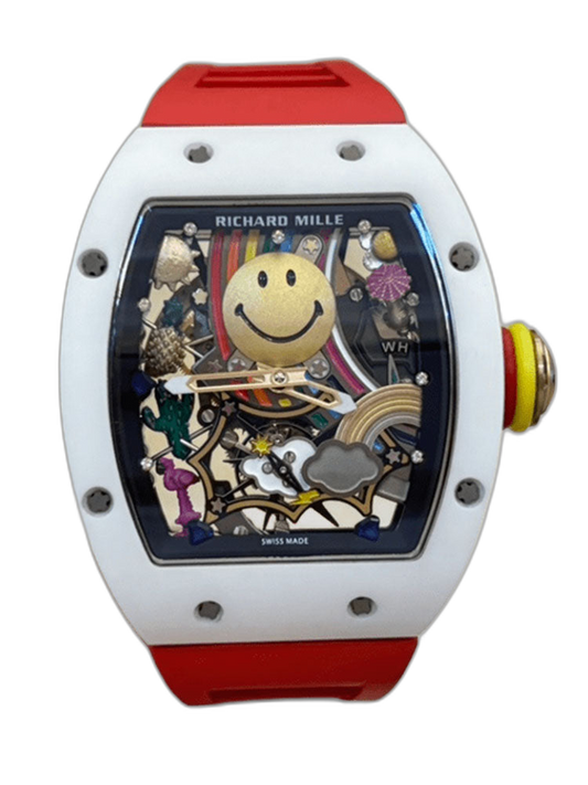 Richard Mille RM 88 Smiley Automatic Tourbillon Watch Replica, Red Rubber Strap