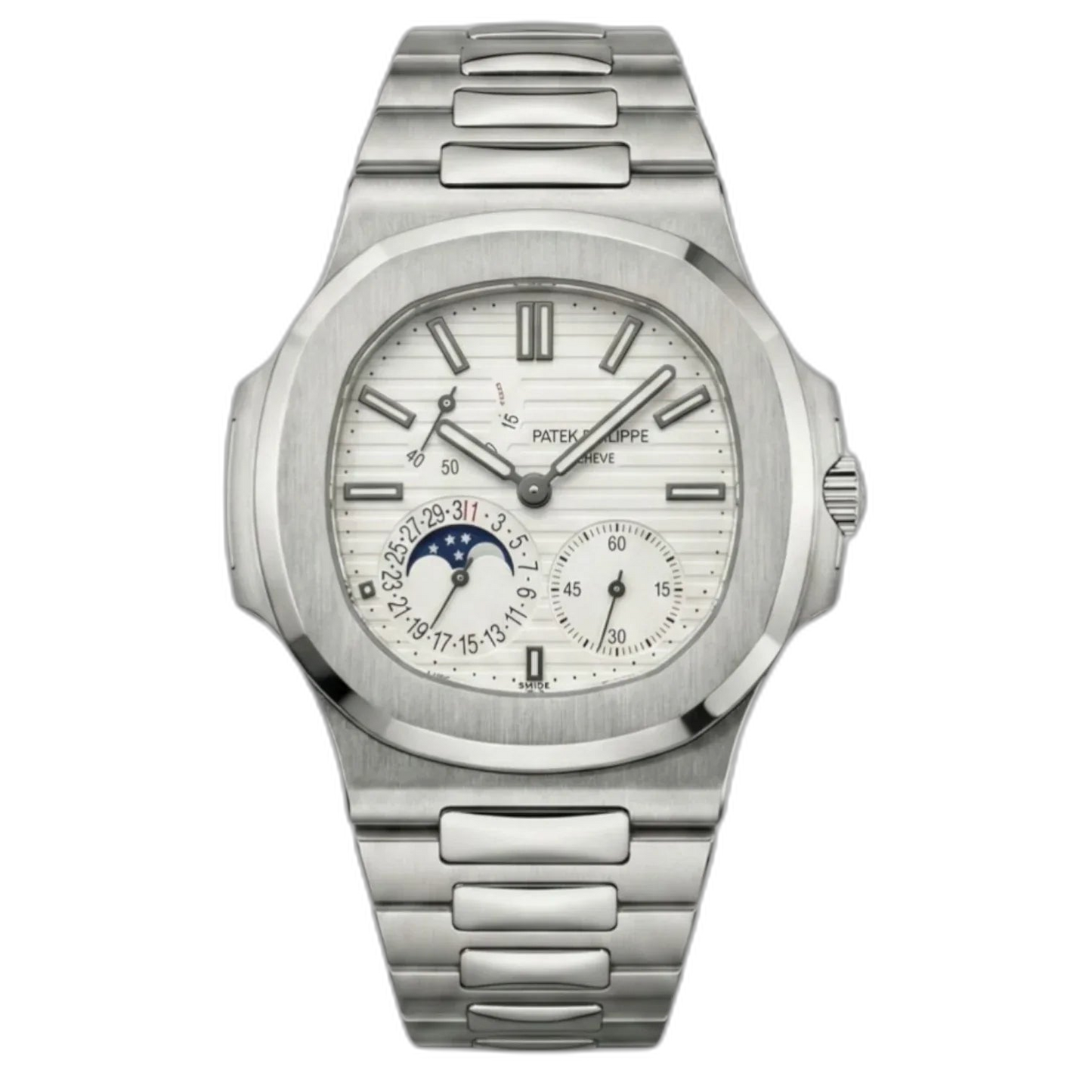 Patek Philippe Nautilus White Dial 41 mm Rubber Strap Men's Watch
