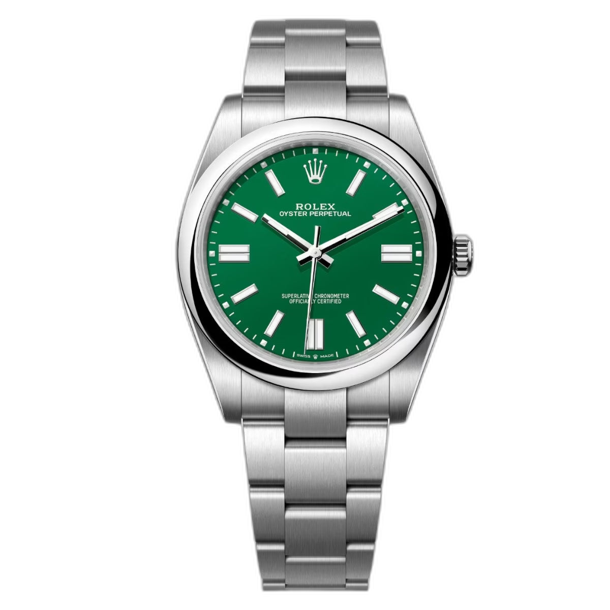 Rolex Perpetual Green Dial 41 mm Metal Bracelet Men's Watch