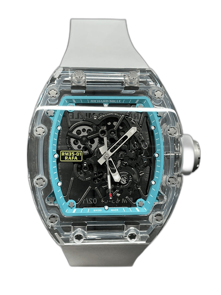 Replica Richard Mille RM 35-01 Rafael Nadal Watch – Swiss Tourbillon Movement, Skeleton Dial, Crystal Glass Case