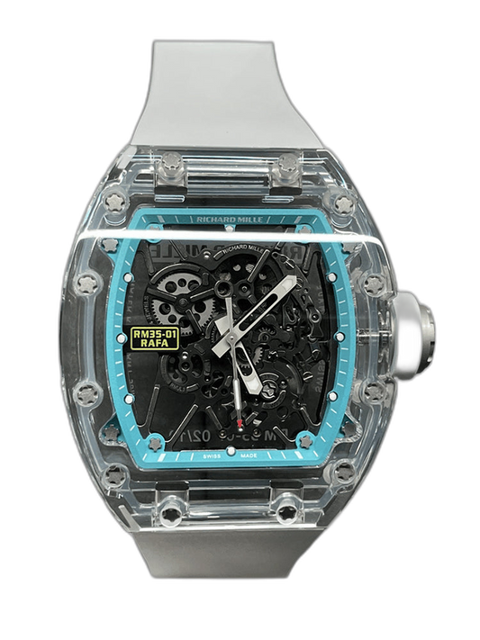 Replica Richard Mille RM 35-01 Rafael Nadal Watch – Swiss Tourbillon Movement, Skeleton Dial, Crystal Glass Case