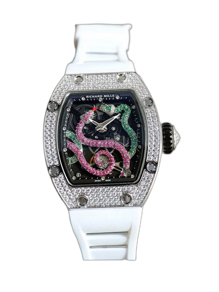 Replica Richard Mille RM 026 Serpent Luxury Tourbillon Watch, Diamond White Gold Case, Double Serpent Design
