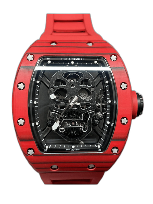 Replica Richard Mille RM 52-01 Skeleton Skull Dial Men's Watch – Swiss Movement, Red Carbon Case
