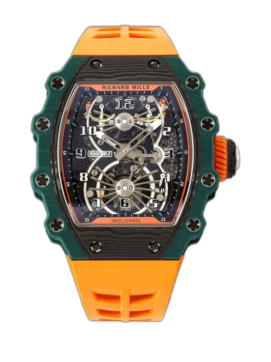 Best Richard Mille RM 21-02 Tourbillon Aerodyne Replica Watch - Orange Rubber Strap