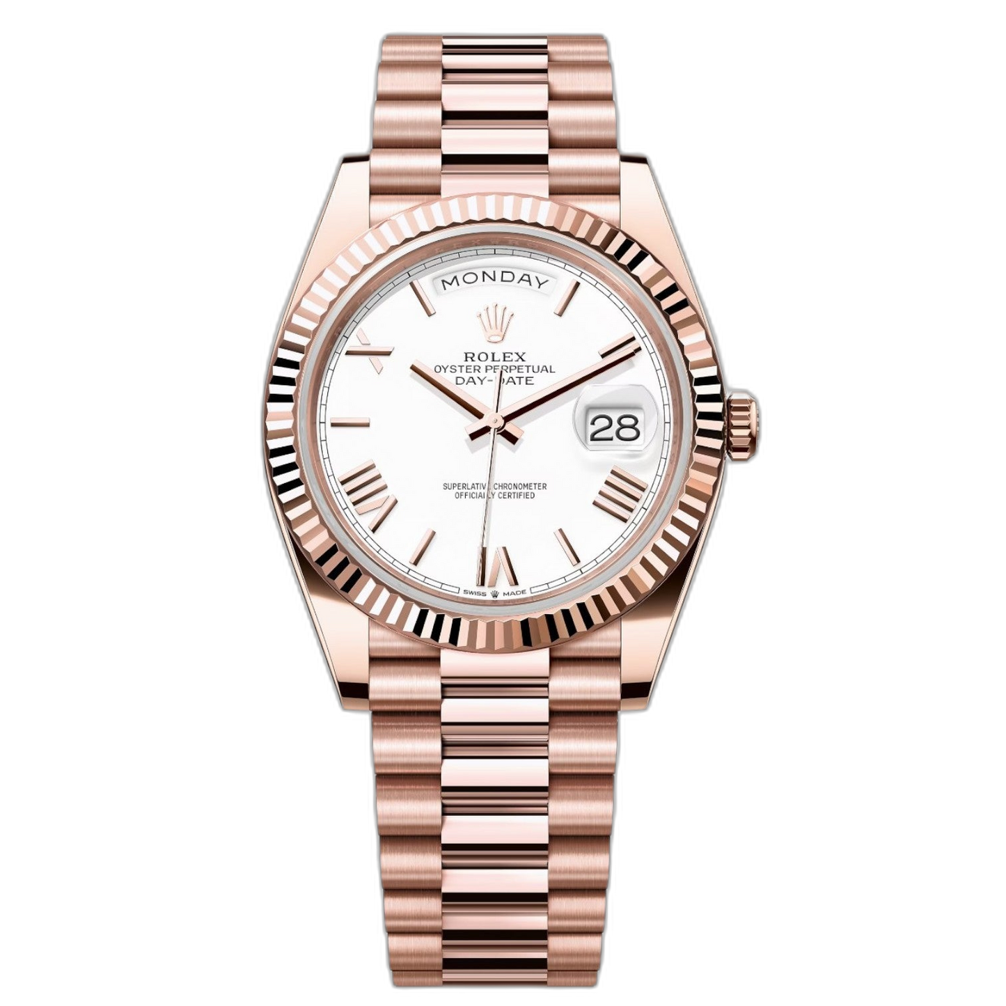 Rolex Day-Date White Dial 41 mm Metal Bracelet Men's Watch