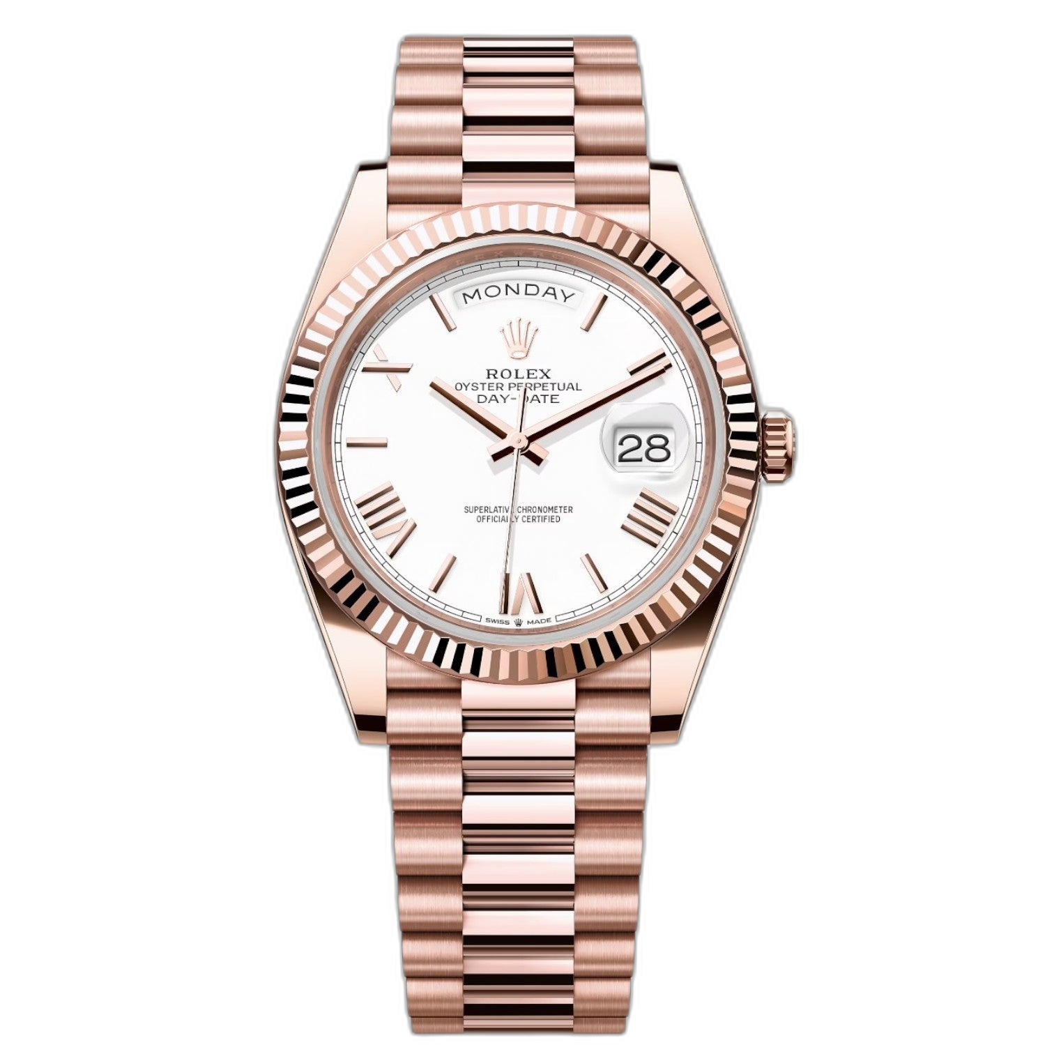 Rolex Day-Date White Dial 41 mm Metal Bracelet Men's Watch