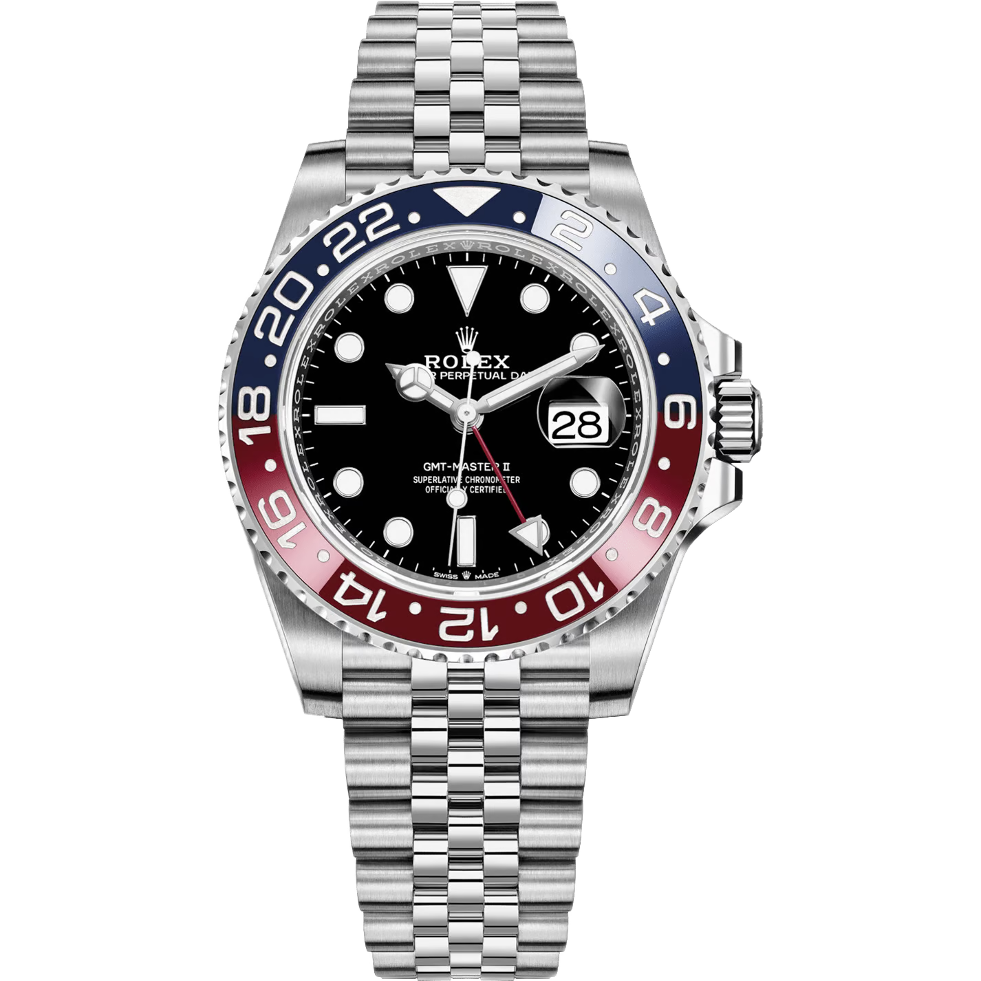 Rolex GMT-Master II Black Dial Metal Bracelet Men's Watch (Ref. 021)