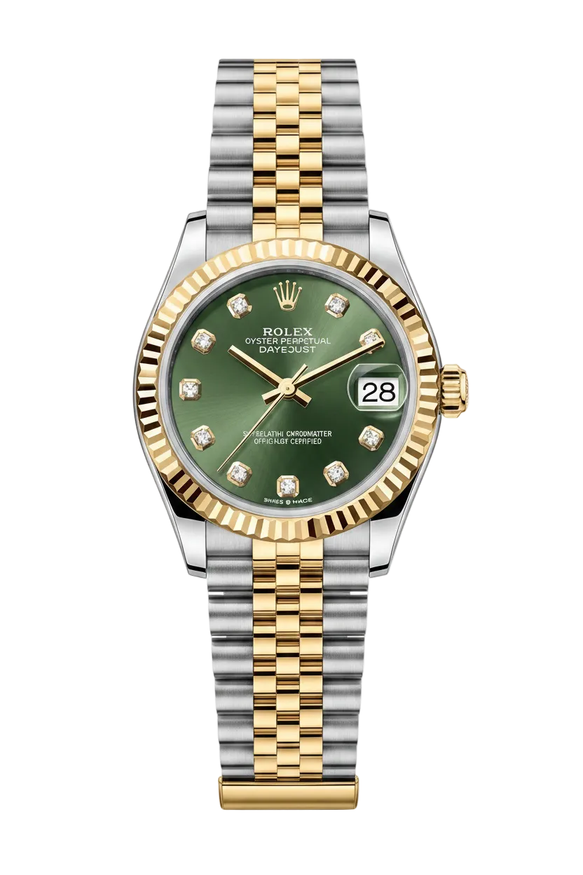 Rolex Datejust Mirror Original Green Dial 31 mm Metal Bracelet Women's Watch
