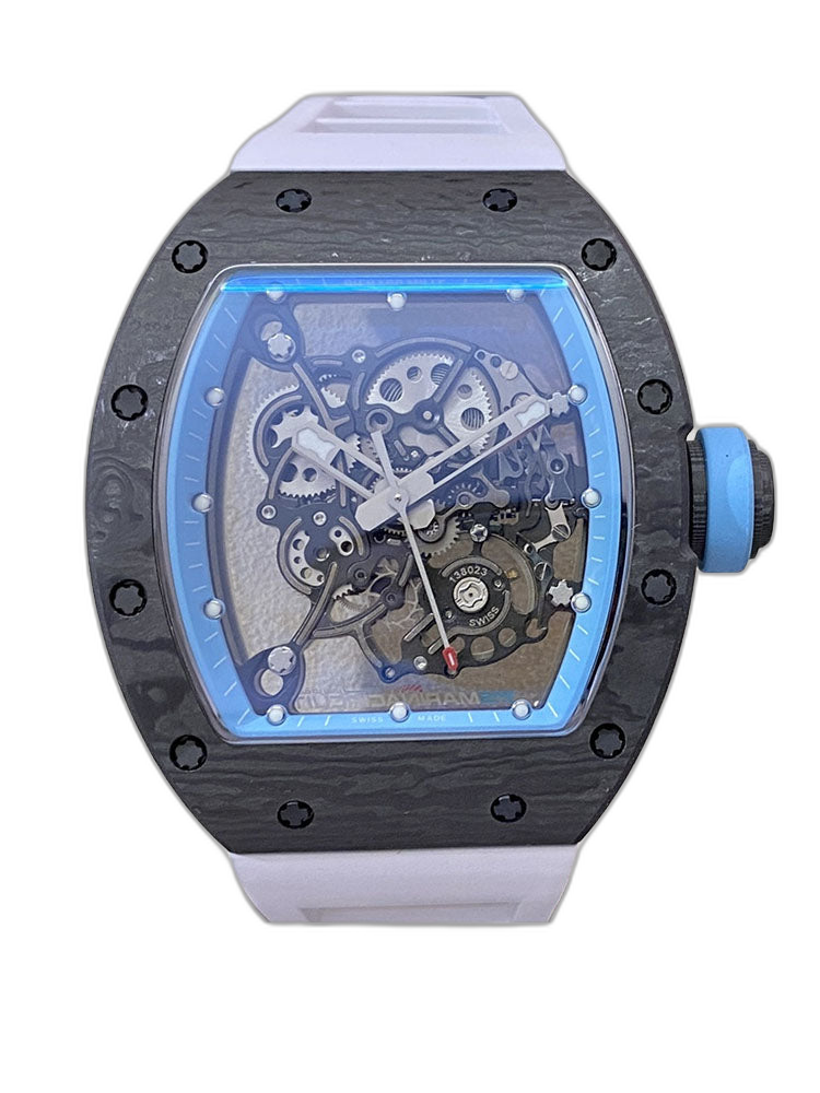 Replica Richard Mille RM055 NTPT Carbon Fiber Light Blue Skeleton Dial Super Clone Watch