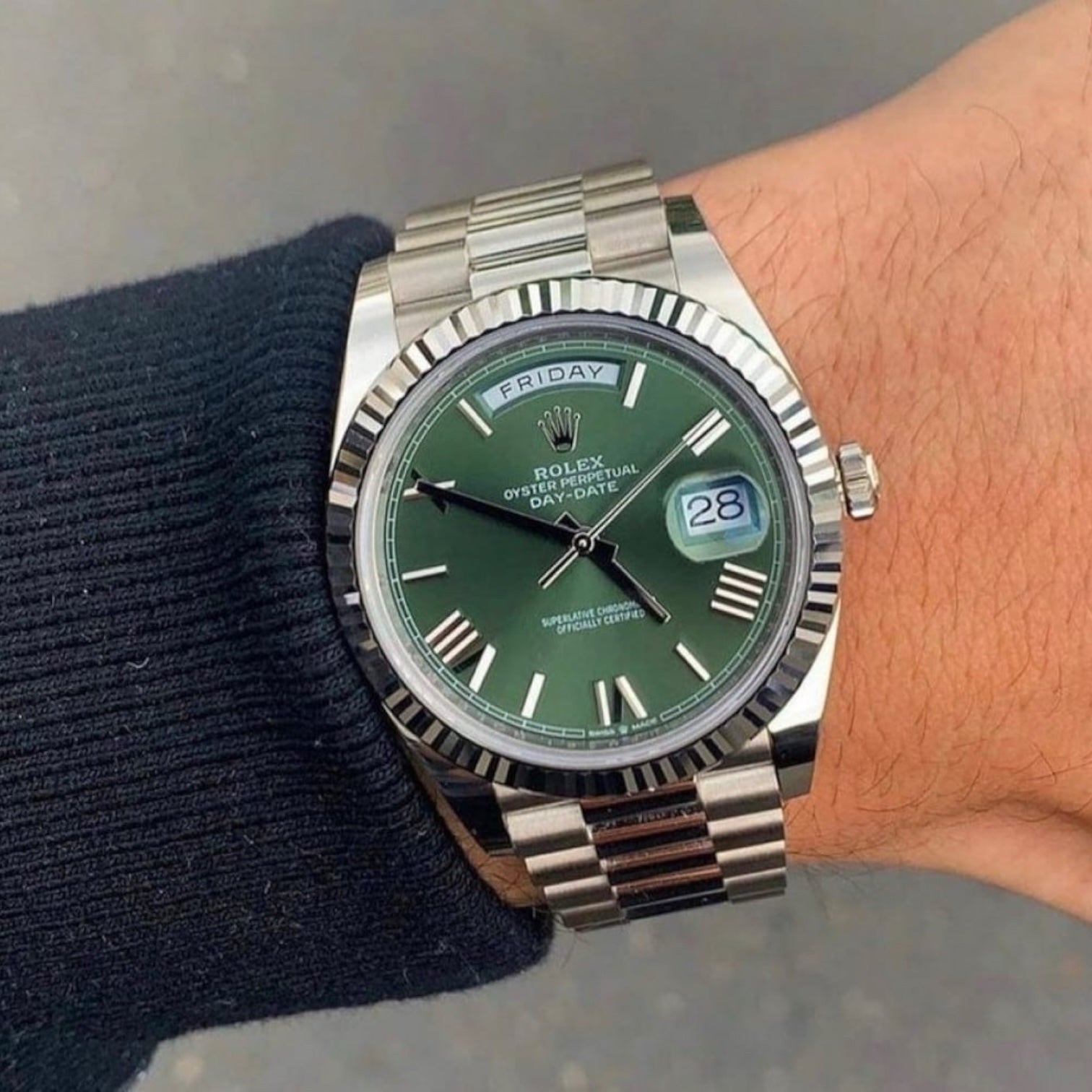 Rolex Day-Date Green Dial 41 mm Metal Bracelet Men's Watch (Ref. 120)