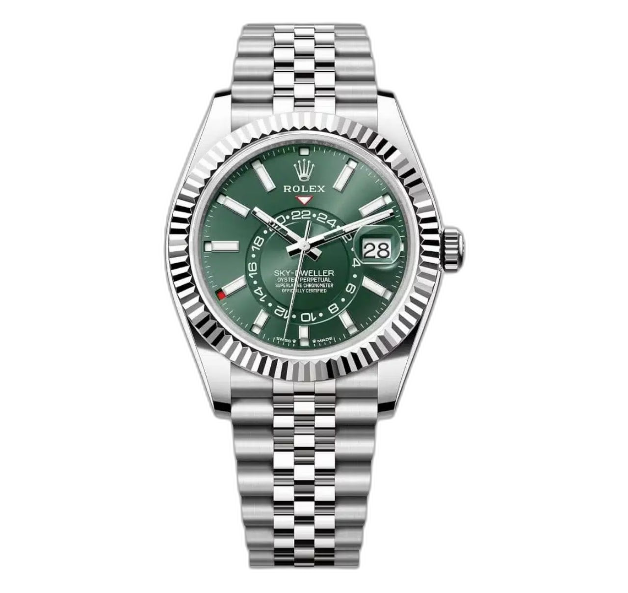 Rolex Sky-Dweller Green Dial 42 mm Metal Bracelet Men's Watch (Ref. 028)