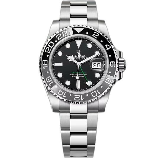 Rolex GMT-Master II Black Dial Metal Bracelet Men's Watch (Ref. 090)