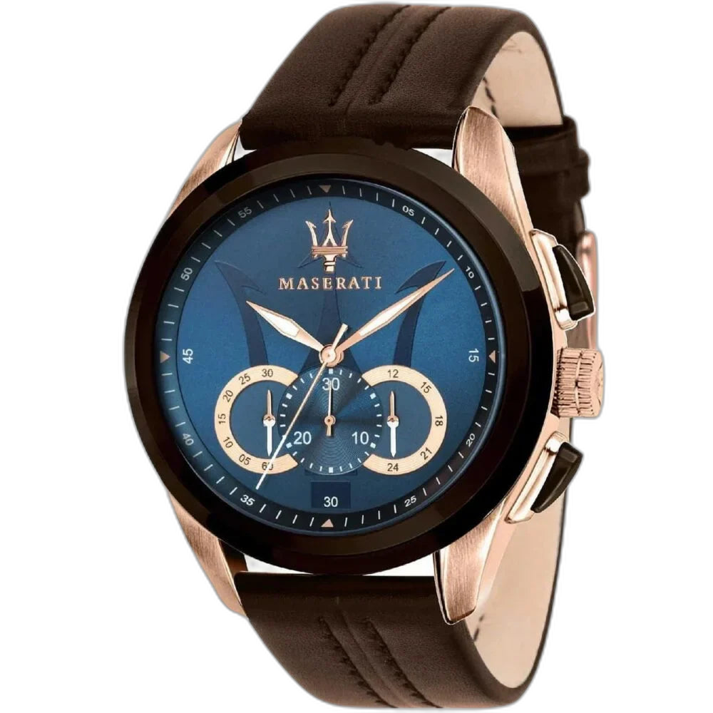 Maserati Black Dial 45 mm Leather Strap Men's Watch R8871612024