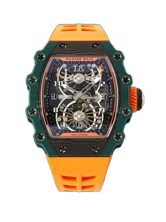 Richard Mille RM 21-02 Tourbillon Aerodyne Super Clone – Green Quartz TPT Carbon Skeleton Dial Replica