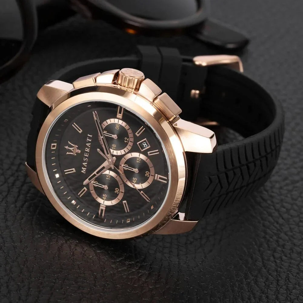 Maserati Black Dial 44 mm Rubber Strap Men's Watch R8871621012