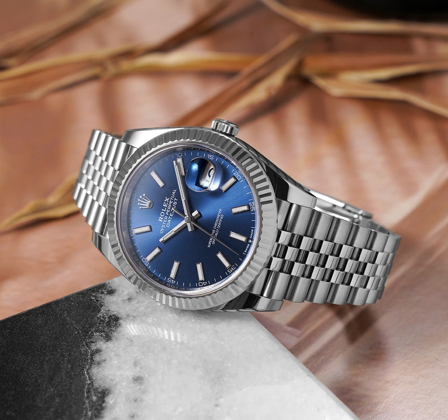 Rolex Datejust Blue Dial 41 mm Metal Bracelet Men's Watch