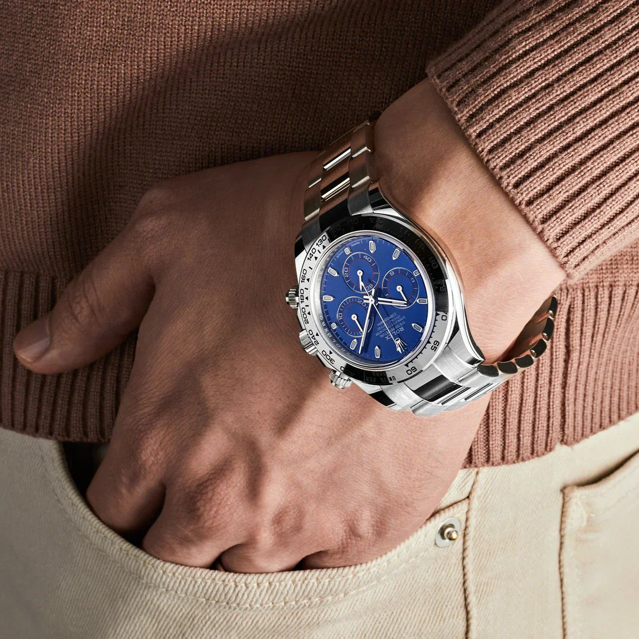 Rolex Daytona Blue Dial Metal Bracelet Men's Watch