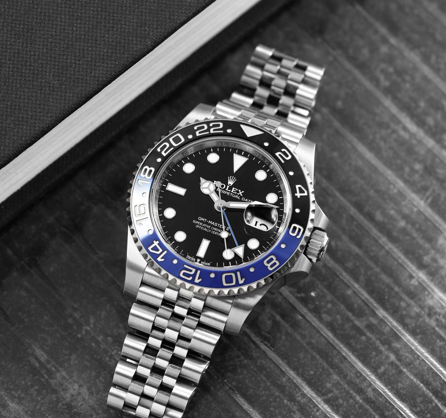 Rolex GMT-Master II Black Dial Metal Bracelet Men's Watch (Ref. 092)