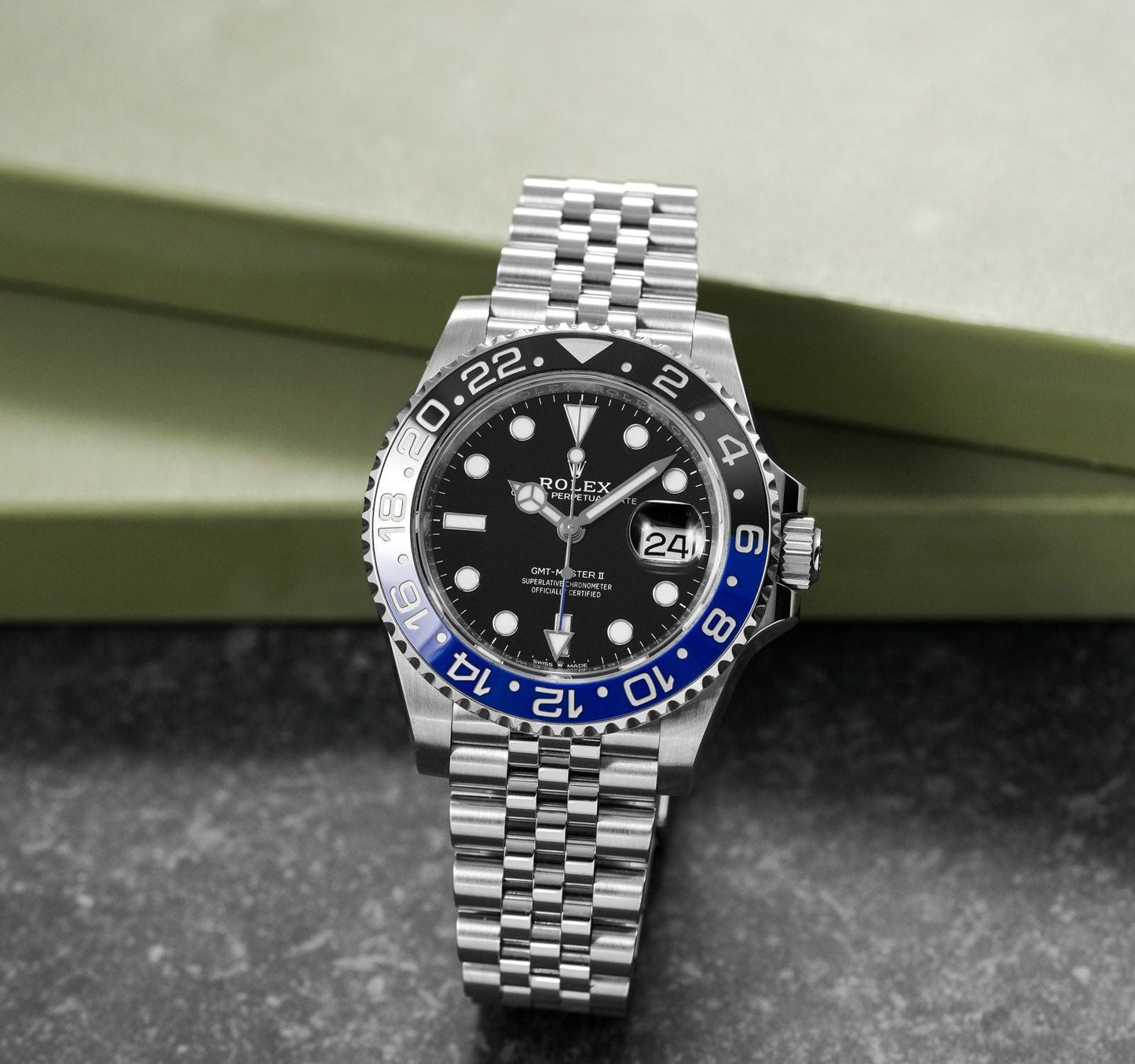 Rolex GMT-Master II Black Dial Metal Bracelet Men's Watch (Ref. 092)