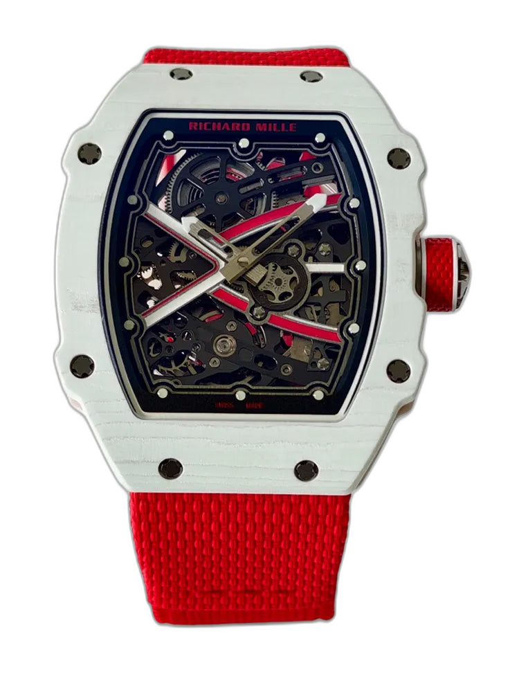 UMI RM 67-02 Charles Leclerc Skeleton Dial White Carbon Red Fabric Strap Replica Watch