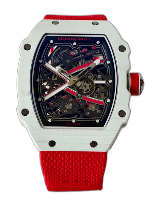 UMI RM 67-02 Charles Leclerc Skeleton Dial White Carbon Red Fabric Strap Replica Watch
