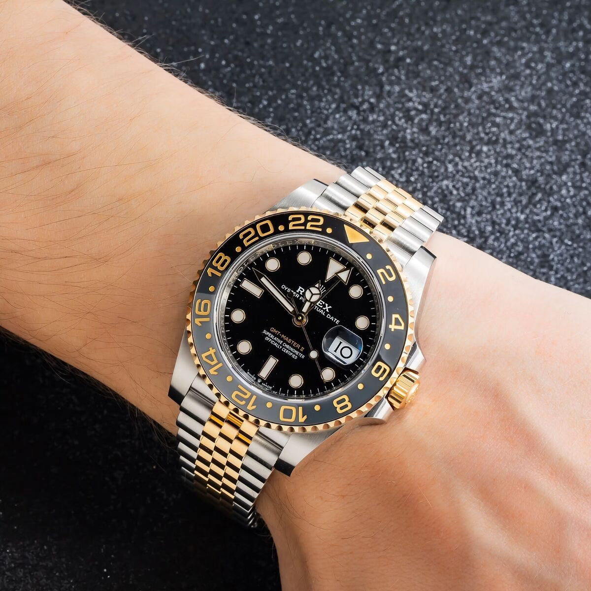 Rolex GMT-Master II Black Dial Metal Bracelet Men's Watch (Ref. 022)