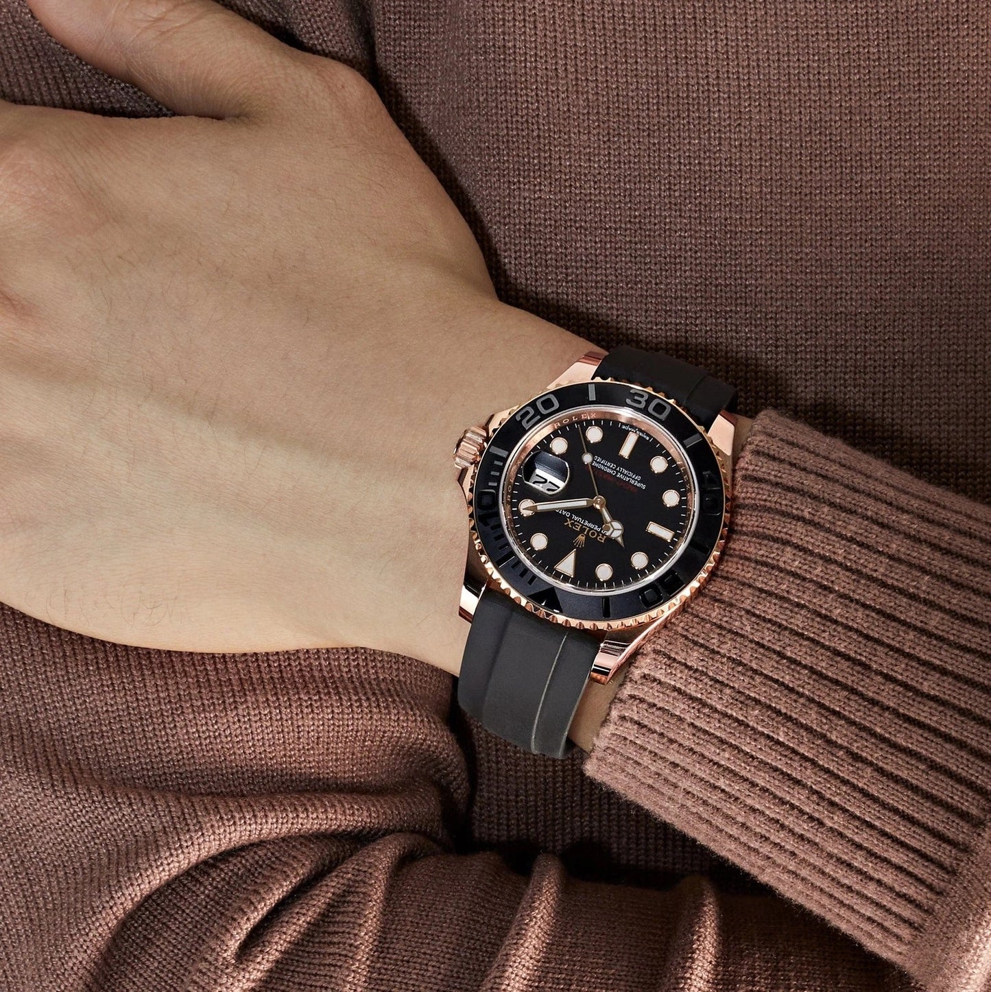Rolex Rubber Yacht-Master Black Dial Men's Watch (Ref. 069)