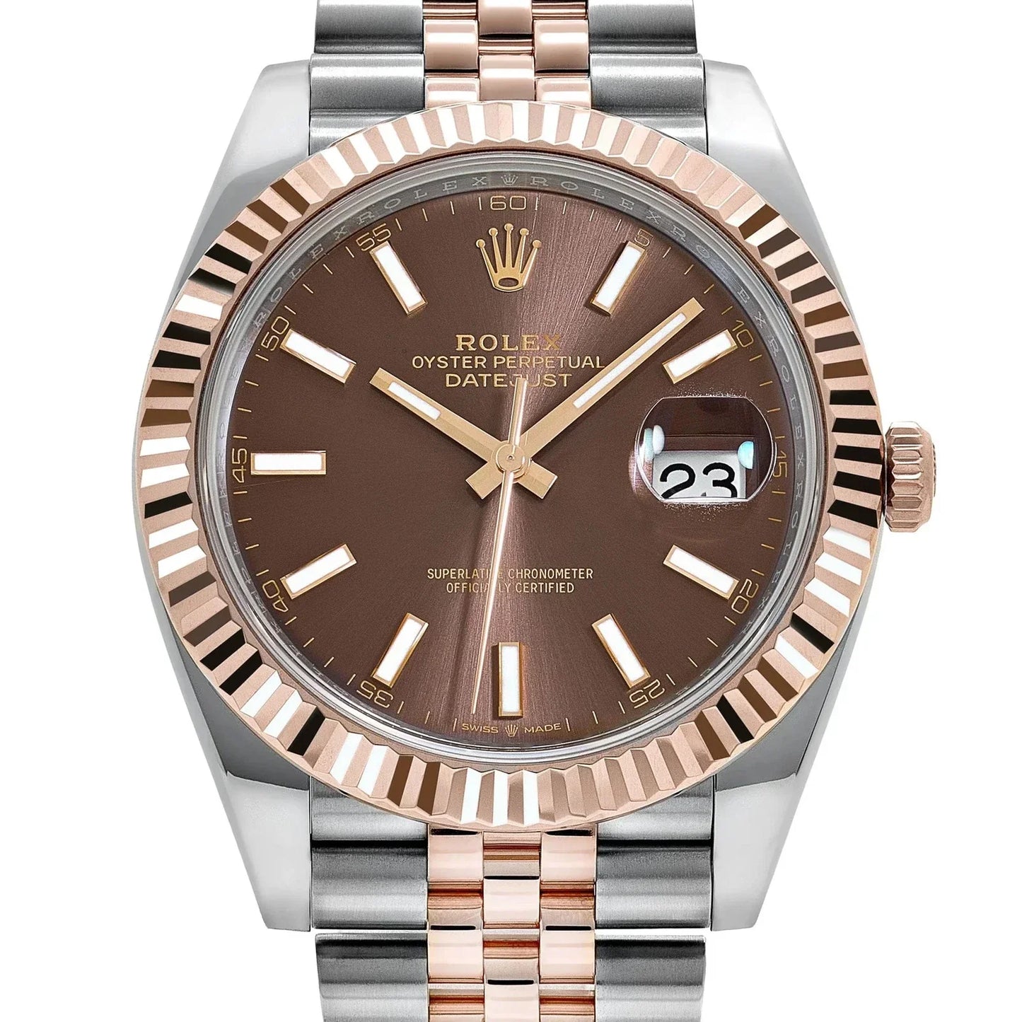 Rolex Datejust Brown Dial 41 mm Metal Bracelet Men's Watch
