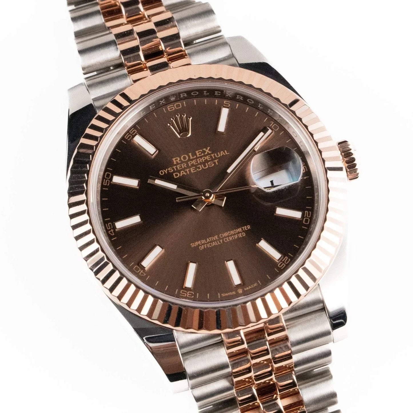 Rolex Datejust Brown Dial 41 mm Metal Bracelet Men's Watch