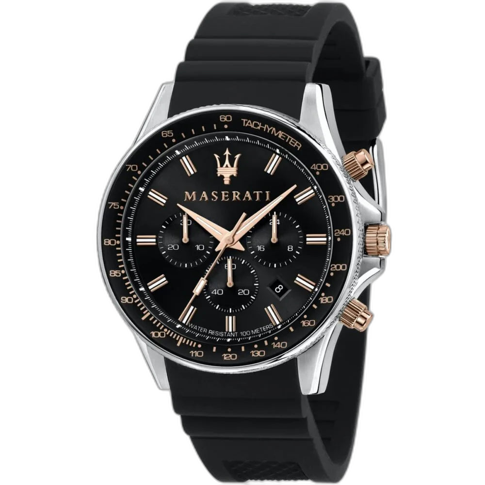 Maserati Black Dial 44 mm Rubber Strap Men's Watch R8871640002