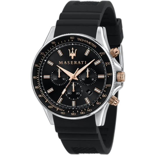 Maserati Black Dial 44 mm Rubber Strap Men's Watch R8871640002