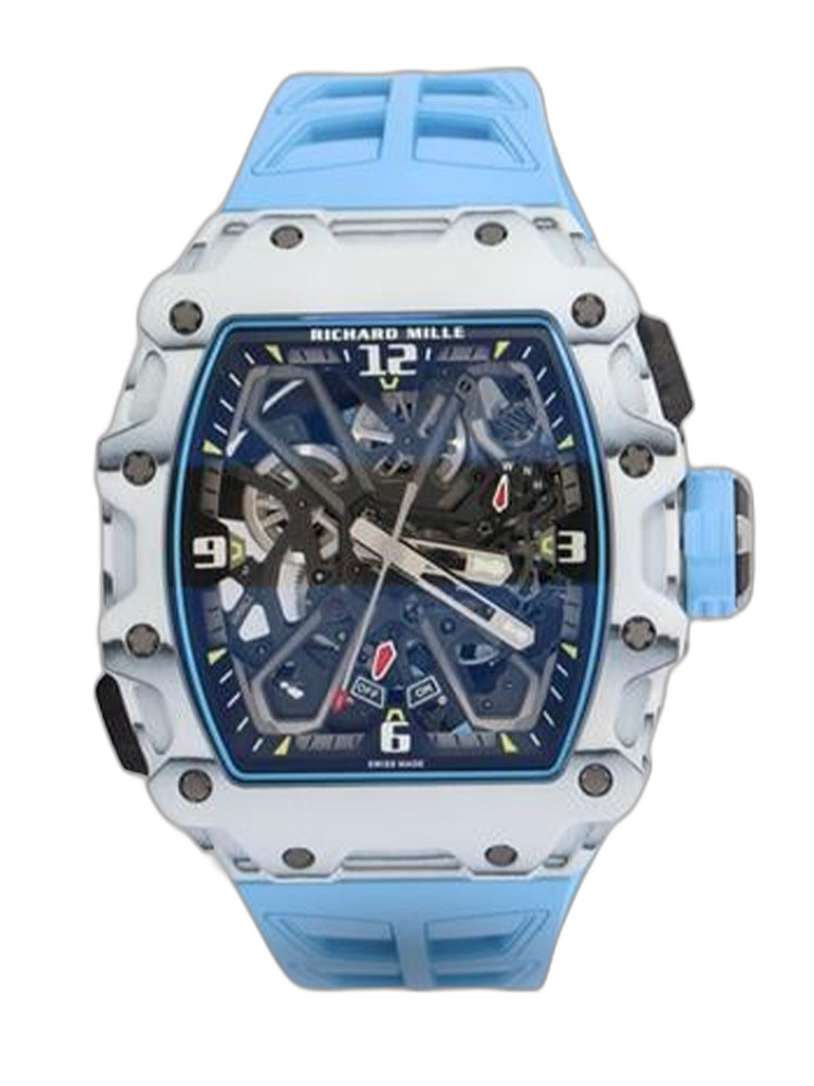 Best Swiss Richard Mille RM 35-03 Replica Rafael Nadal Watch for Men | White Carbon Fiber Case | Blue Strap
